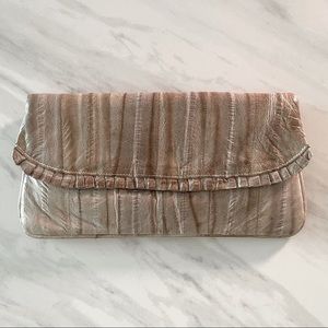 Vintage Gray-beige Leather Eel Skin Clutch